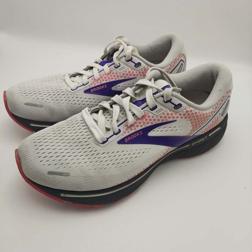 Brooks Ghost 14 Womens Running Shoes Size 8.5 B White Purple Coral 1203561B192